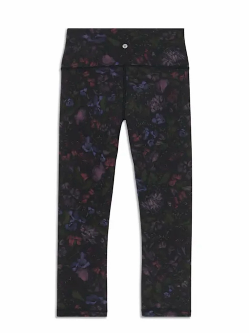 lululemon athletica Black Floral Capri Leggings with Purple and Red Accents - Picture 1 of 5